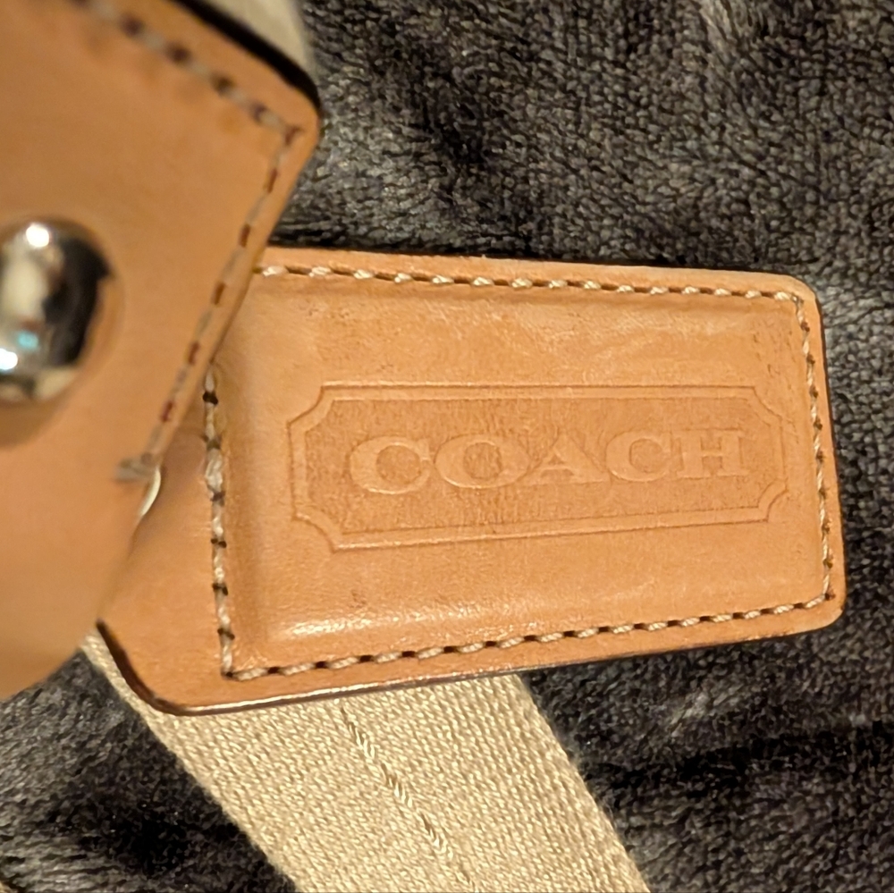 Coach patent Leather Quilted Blue and Tan Crossbody Bag In Good Shape! - Picture 10 of 11